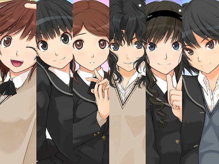 Amagami SS, anime girls, Tachibana Miya, Nakata Sae, Nanasaki Ai, HD wallpaper
