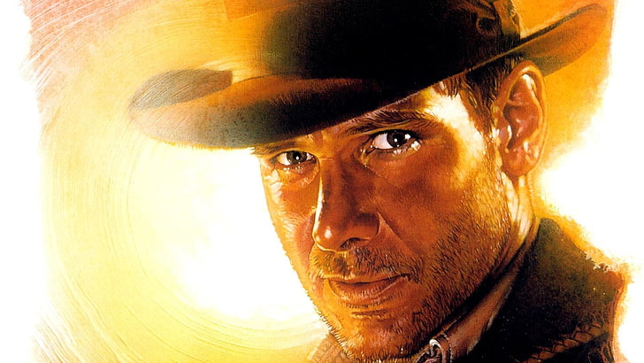 movies, Indiana Jones, Harrison Ford, portrait, looking at camera