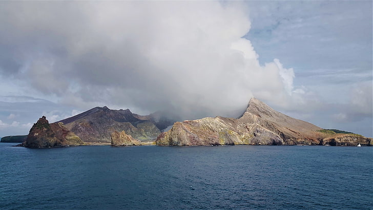 marine volcano, whakaari, white island, bay of plenty, new zealand, HD wallpaper