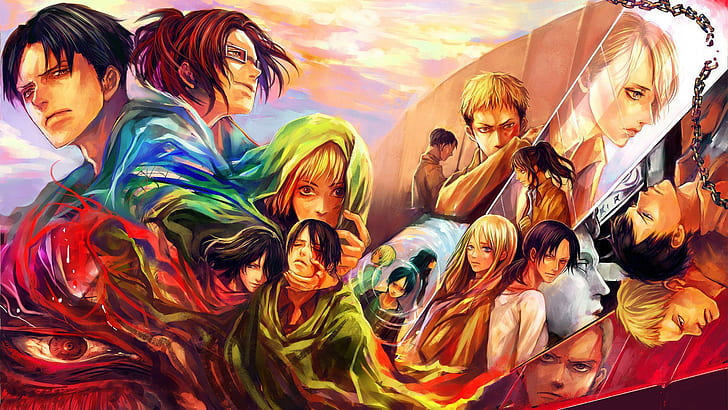 Attack on Titan, anime characters lot, 1920x1080, HD wallpaper