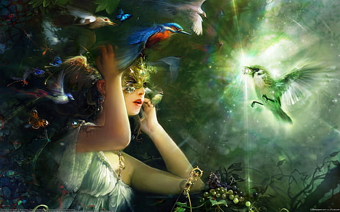 HD wallpaper: fairy and birds graphic, girl, light, mask, diamond, Bing  Xiao | Wallpaper Flare