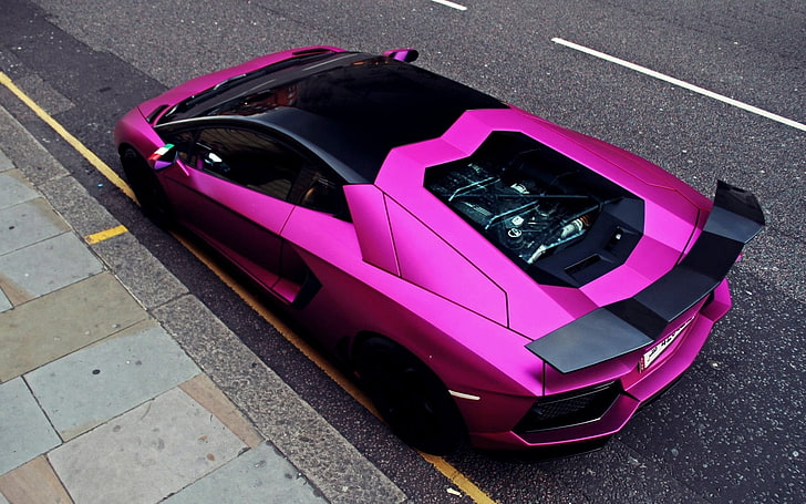 Lamborghini Aventador, pink cars, vehicle, Lamborghini Aventador LP750-4 SV, HD wallpaper