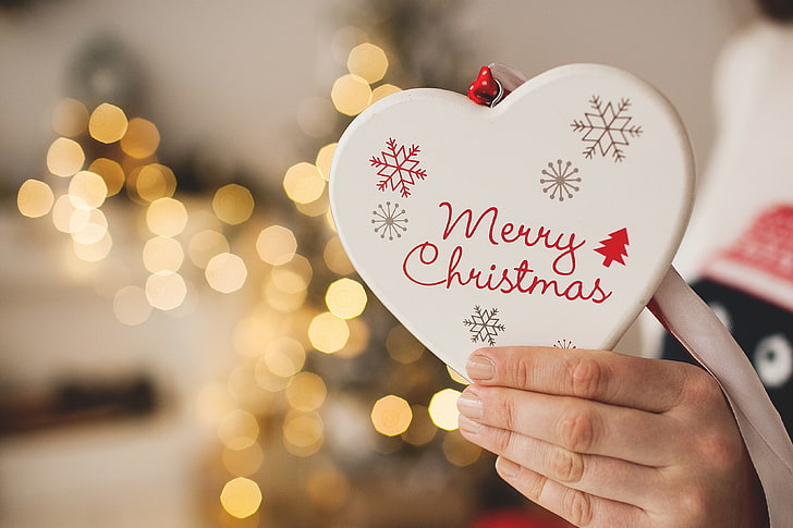 Merry Christmas, Greetings, Love heart, HD wallpaper