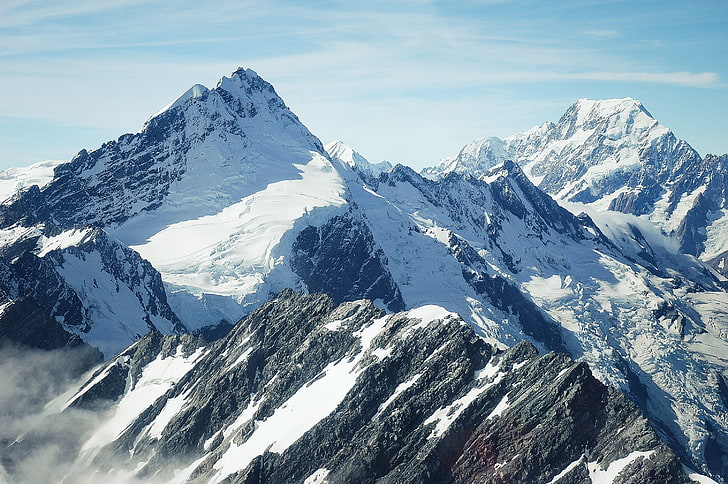 gray mountains, nature, snow, winter, cold temperature, scenics - nature, HD wallpaper