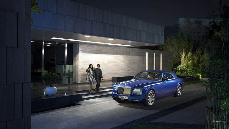 car, Rolls-Royce Phantom, blue cars, mode of transportation, HD wallpaper