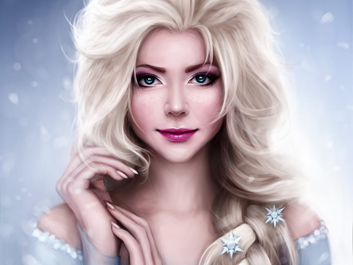 Beautiful princess, Frozen, Elsa, art drawing, HD wallpaper