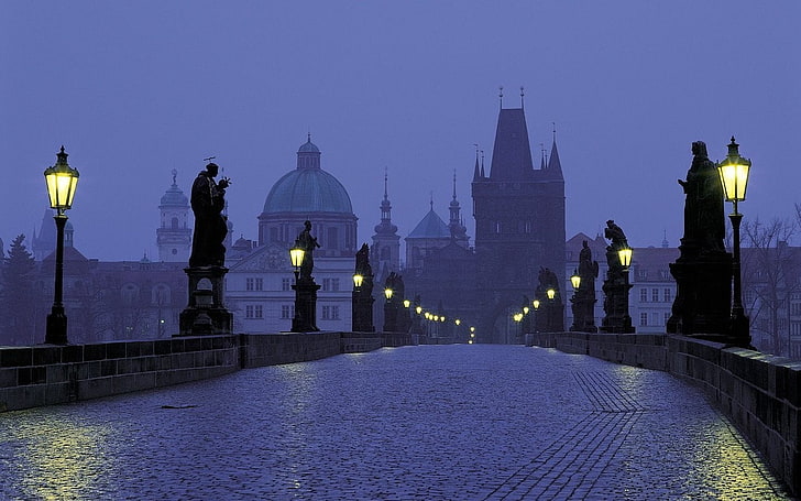 gray concrete bridge, Prague, Czech Republic, architecture, built structure