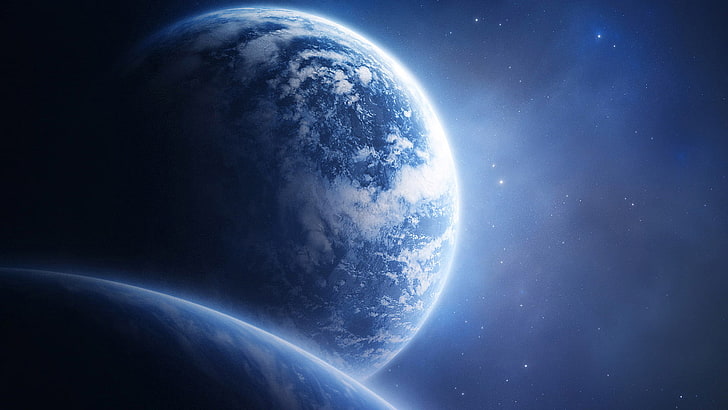 gray and white planet, space, space art, digital art, planet - space, HD wallpaper