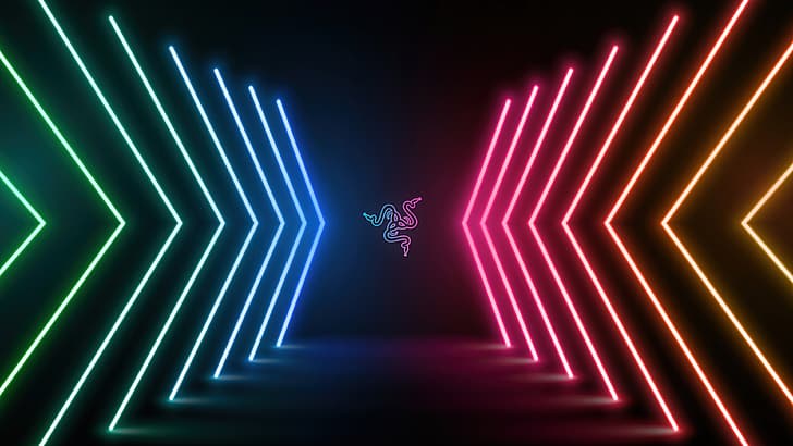 Razer Inc., logo, neon lights, HD wallpaper