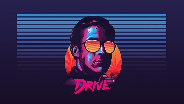 Drive poster, Ryan Gosling, sunglasses, New Retro Wave, one person