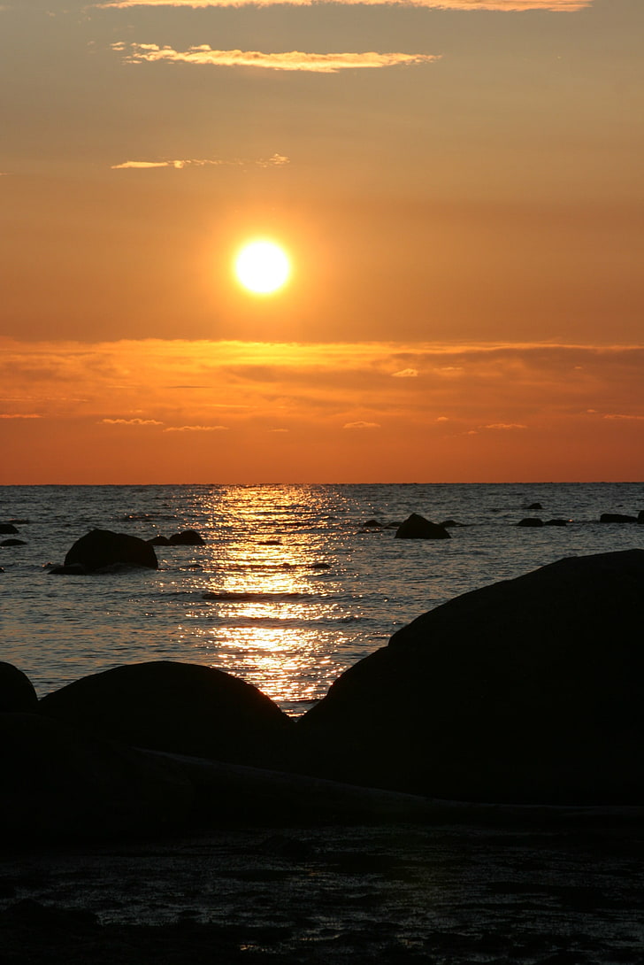 Sun, sea, sky, horizon, sunset, water, scenics - nature, beauty in nature, HD wallpaper