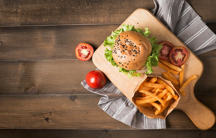 Food, Burger, French Fries, Still Life, HD wallpaper