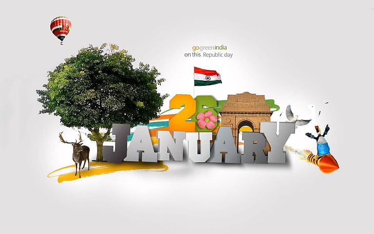 Go Green India, 26th January graphic, Festivals / Holidays, indian, HD wallpaper