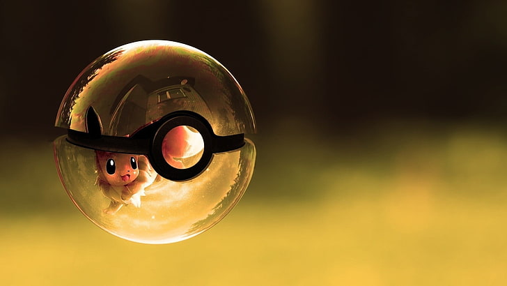 gold-colored Pokemon ball digital wallpaper, Pokémon, Eevee
