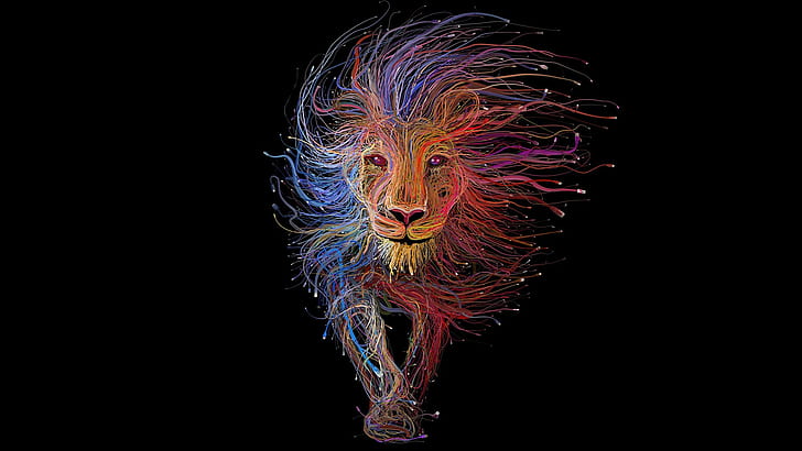lion, animal, abstract, minimalism