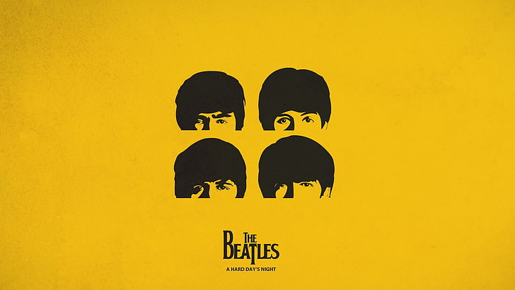 The Beatles poster, minimalism, yellow, communication, close-up