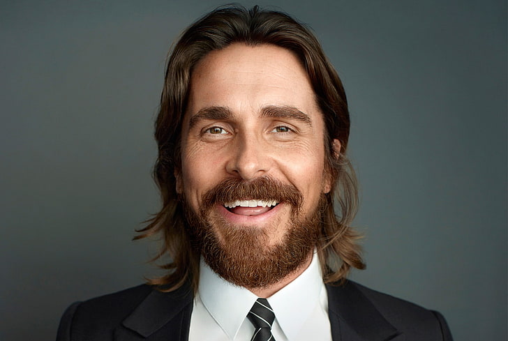 actor, Christian Bale, beards, portrait, facial hair, looking at camera, HD wallpaper