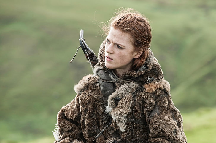 ygritte game of thrones, one person, focus on foreground, warm clothing