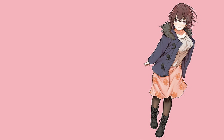gamers!, anime girls, Hoshinomori Chiaki, colored background, HD wallpaper
