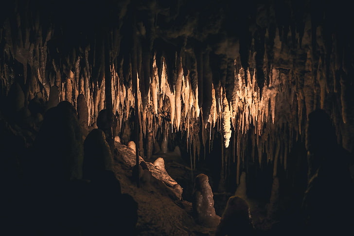 cave, dark, darkness, stalactite, stalagmite, rock, geology, HD wallpaper