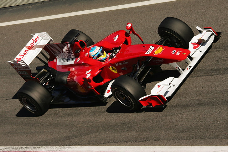 red Ferrari racing car, Formula-1, auto sport, Fernando Alonso