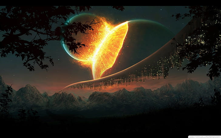 Fantasy, 1920x1200, planet, sun, tree, sun desktop background