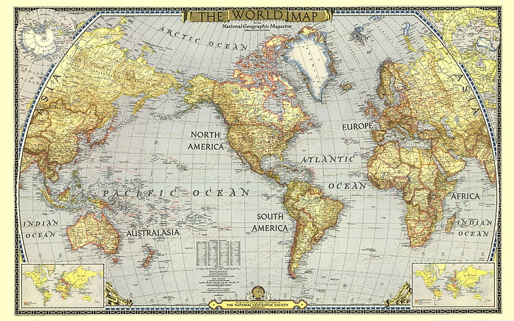 The World Map, labels, continents, oceans, cartography, antique, HD wallpaper