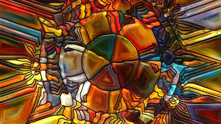 multicolored abstract painting, digital art, colorful, CGI, circle