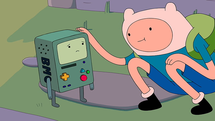 Adventure Time, Finn the Human, BMO, child, communication, childhood, HD wallpaper