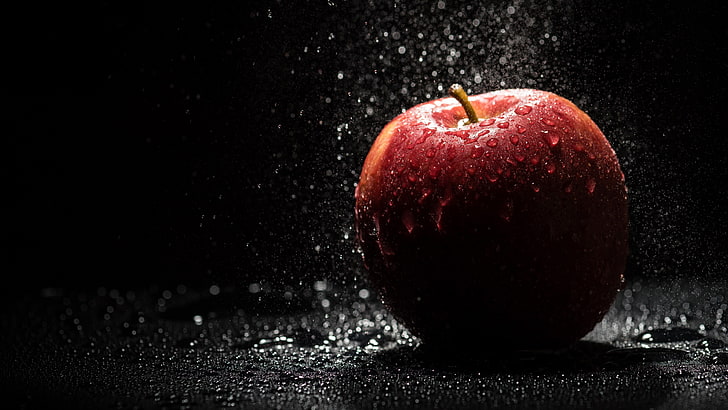 HD wallpaper: red apple, water, water drops, fruit, apples, shadow, lights  | Wallpaper Flare