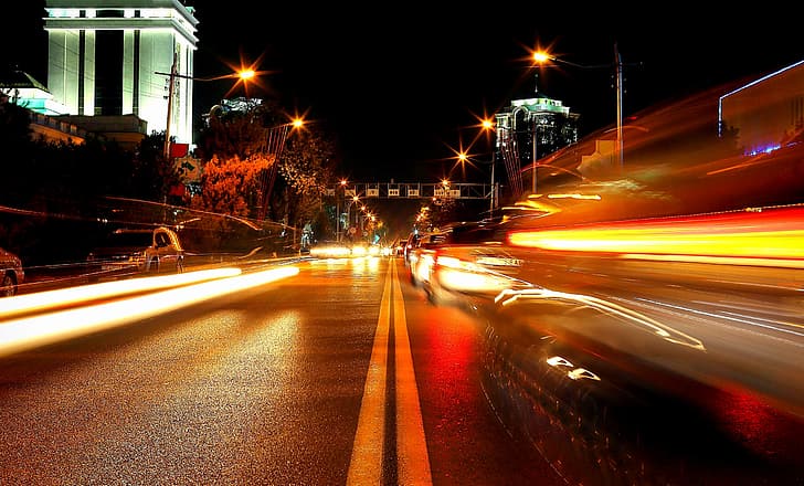 HD wallpaper: road, night, lights, movement, excerpt, Turkmenistan ...