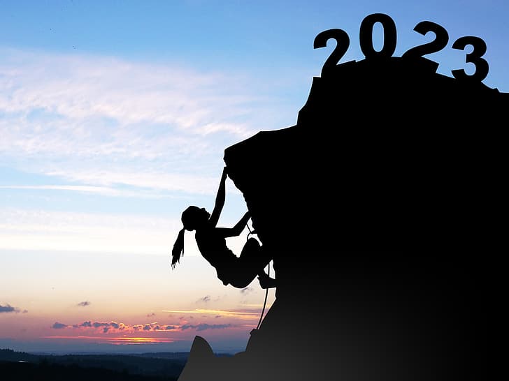 2023 (Year), climbing, New Year, HD wallpaper