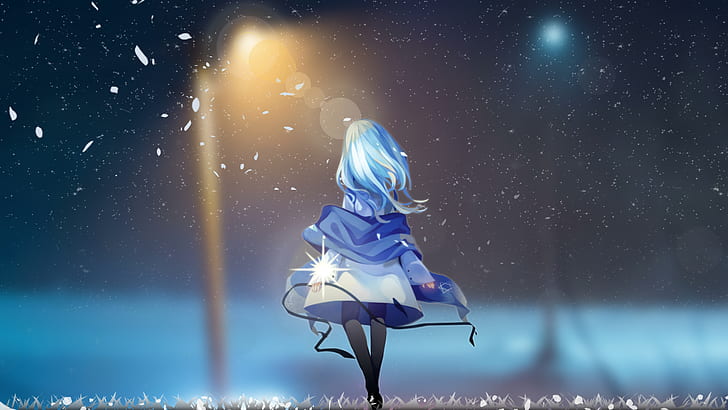 ArtStation - Anime Art, Blue eyes and blue hair school girl