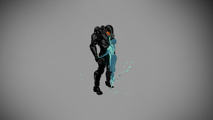 black robot illustration, Halo, Master Chief, Halo 4, Cortana
