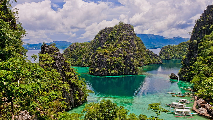 philippines, turquoise, volcanic lake, landscape, lagoon, palawan, HD wallpaper