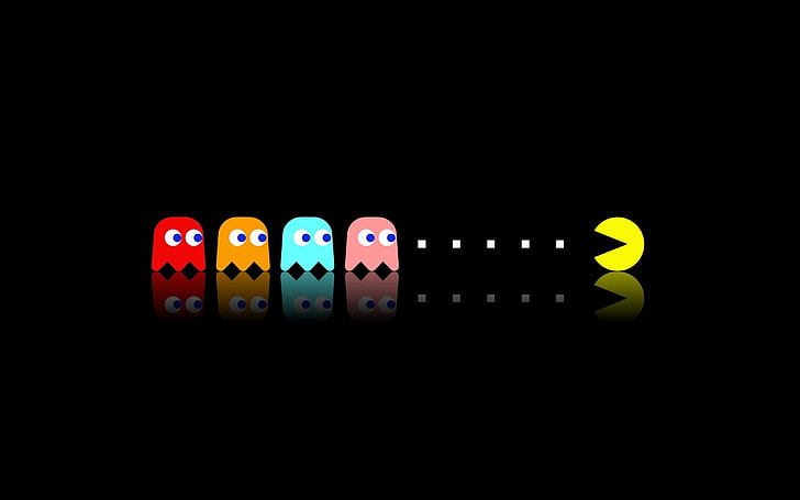 minimalism, Pac Man, retro Games, video games, multi colored