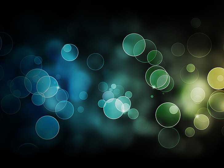 Blue Green Miracles HD, boke lights, abstract, 3d, HD wallpaper