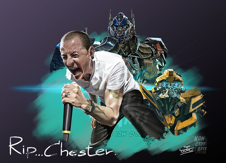 music, the film, art, Transformers, Linkin Park, Chester Bennington, HD wallpaper