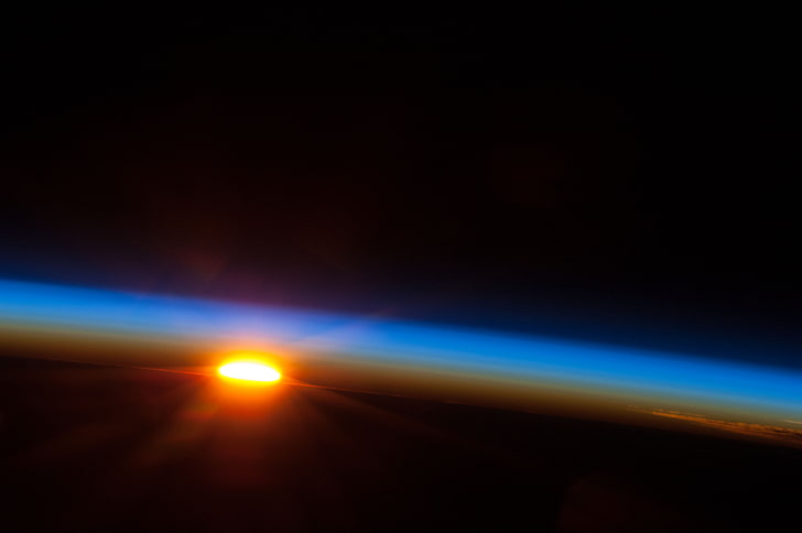 ozone layer, the sun, dawn, earth, nasa, the Pacific ocean, backgrounds, HD wallpaper