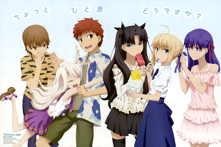 five anime characters, Fate Series, Fate/Stay Night, Saber, Shirou Emiya, HD wallpaper