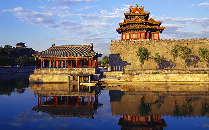 Corner Tower of Forbidden City in Beijing China, travel and world, HD wallpaper