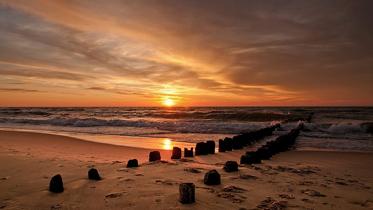 Posts Beach Ocean Sunset HD, nature, HD wallpaper
