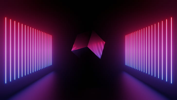 ozone Martin Luther King Junior progeny HD wallpaper: cube, Eevee, Blender, neon, neon lights, reflection, abstract  | Wallpaper Flare