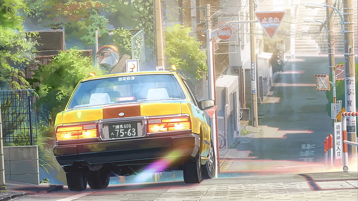 taxi, Tokyo, road, Kimi no Na Wa, Japan, Your Name, anime, HD wallpaper