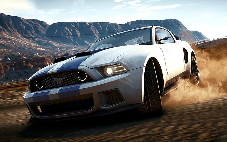 Hd Wallpaper Grey Ford Mustang Shelby Sand The Game Machine Speed Skid Wallpaper Flare