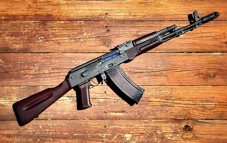 gray and brown AK47, weapons, machine, Kalashnikov, AK-74, gun, HD wallpaper
