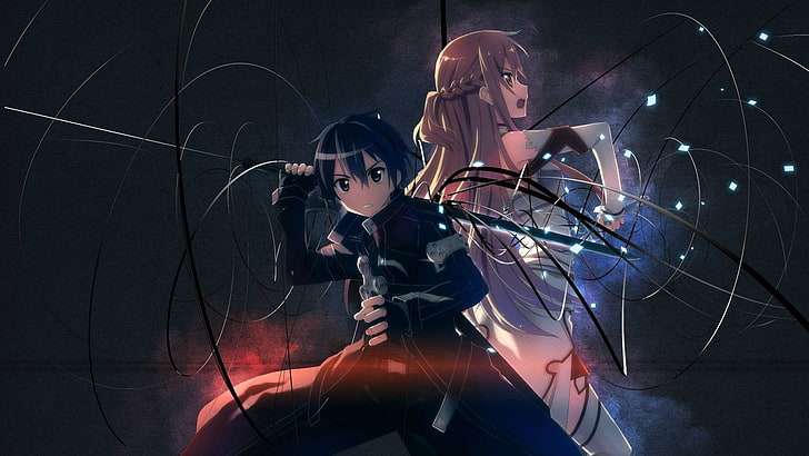 Sword Art Online wallpaper, Kirigaya Kazuto, Yuuki Asuna, anime, HD wallpaper