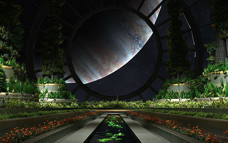 science fiction, artwork, plant, architecture, built structure, HD wallpaper