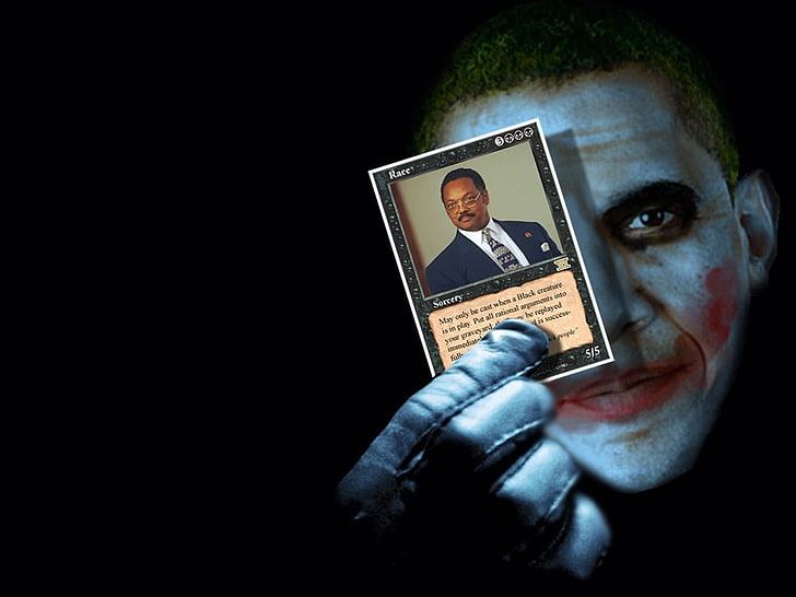 Joker, hate, Barack Obama, black background, studio shot, one person