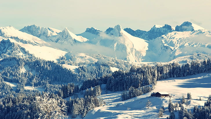 mountain range, mountains, snow, cold temperature, winter, beauty in nature